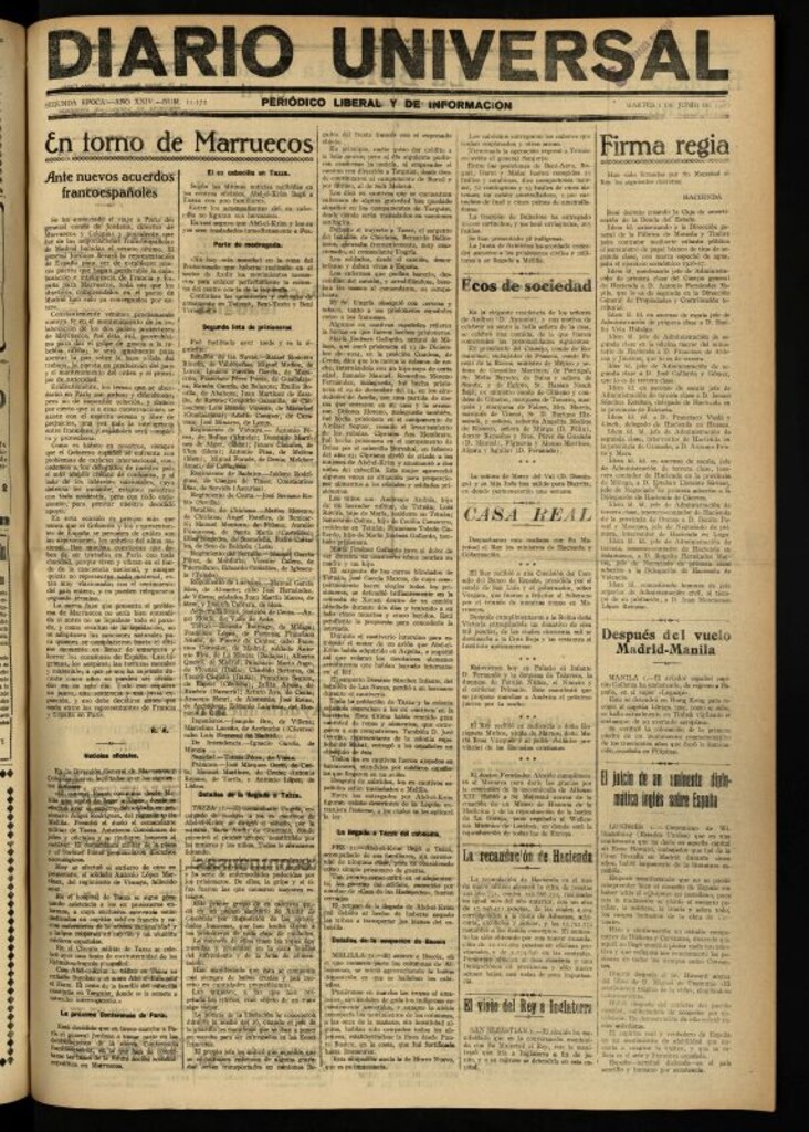 Miniatura de Diario Universal del 1 de junio de 1926