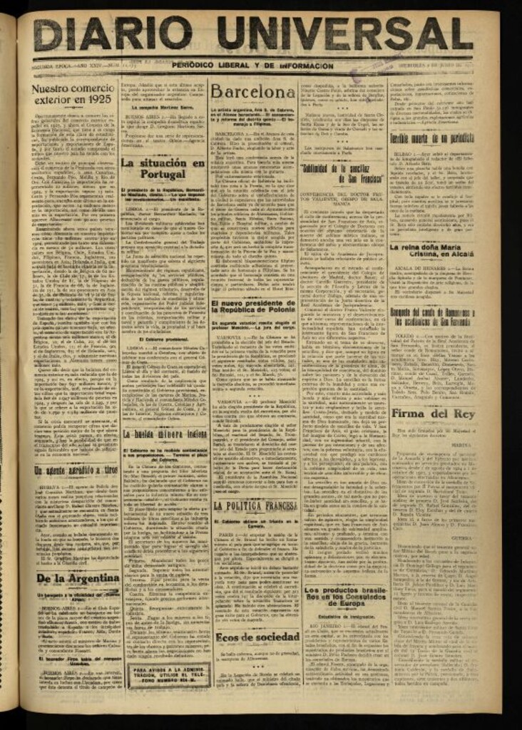 Miniatura de Diario Universal del 2 de junio de 1926