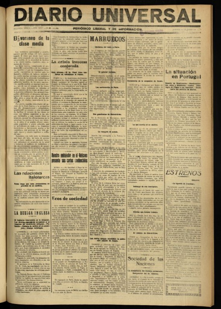 Miniatura de Diario Universal del 10 de junio de 1926