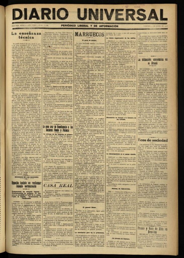 Miniatura de Diario Universal del 11 de junio de 1926