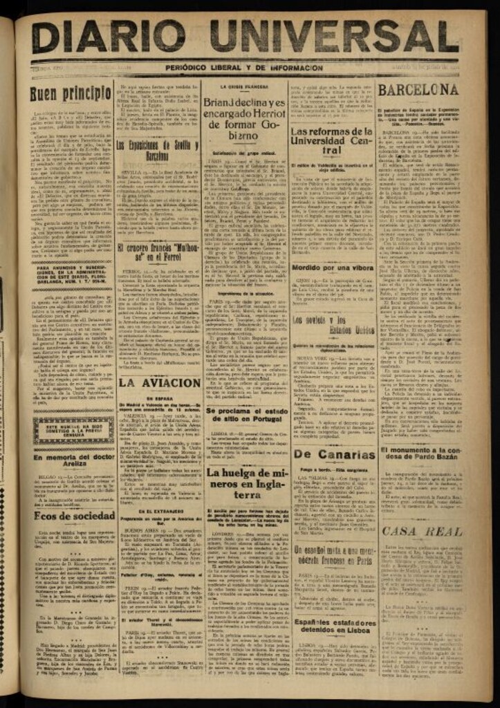 Miniatura de Diario Universal del 19 de junio de 1926