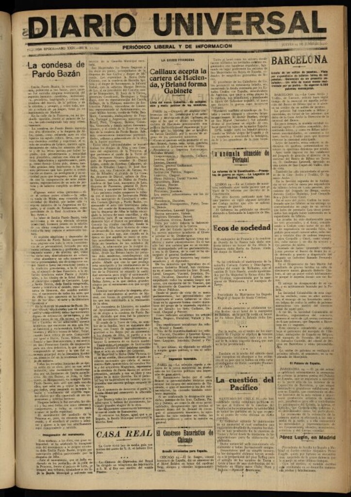 Miniatura de Diario Universal del 24 de junio de 1926