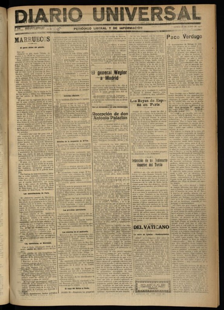 Miniatura de Diario Universal del 28 de junio de 1926