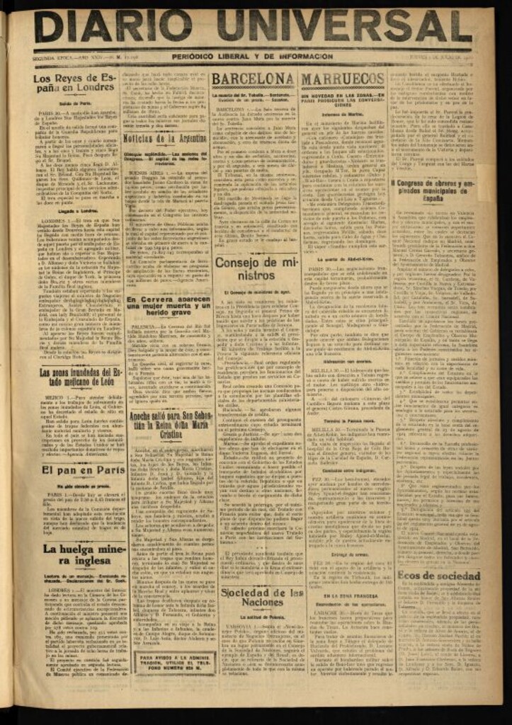 Miniatura de Diario Universal del 1 de julio de 1926