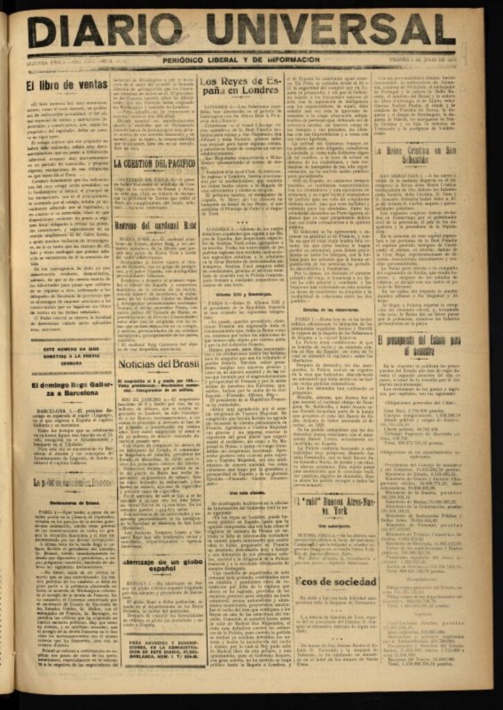 Miniatura de Diario Universal del 2 de julio de 1926