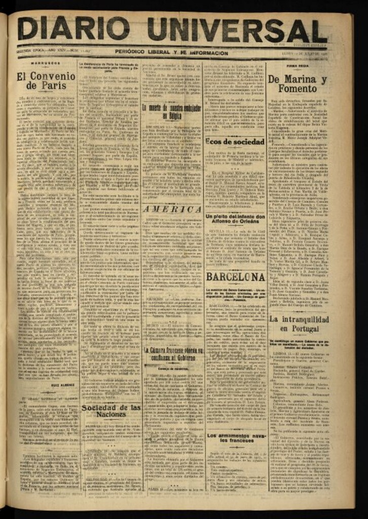 Miniatura de Diario Universal del 12 de julio de 1926