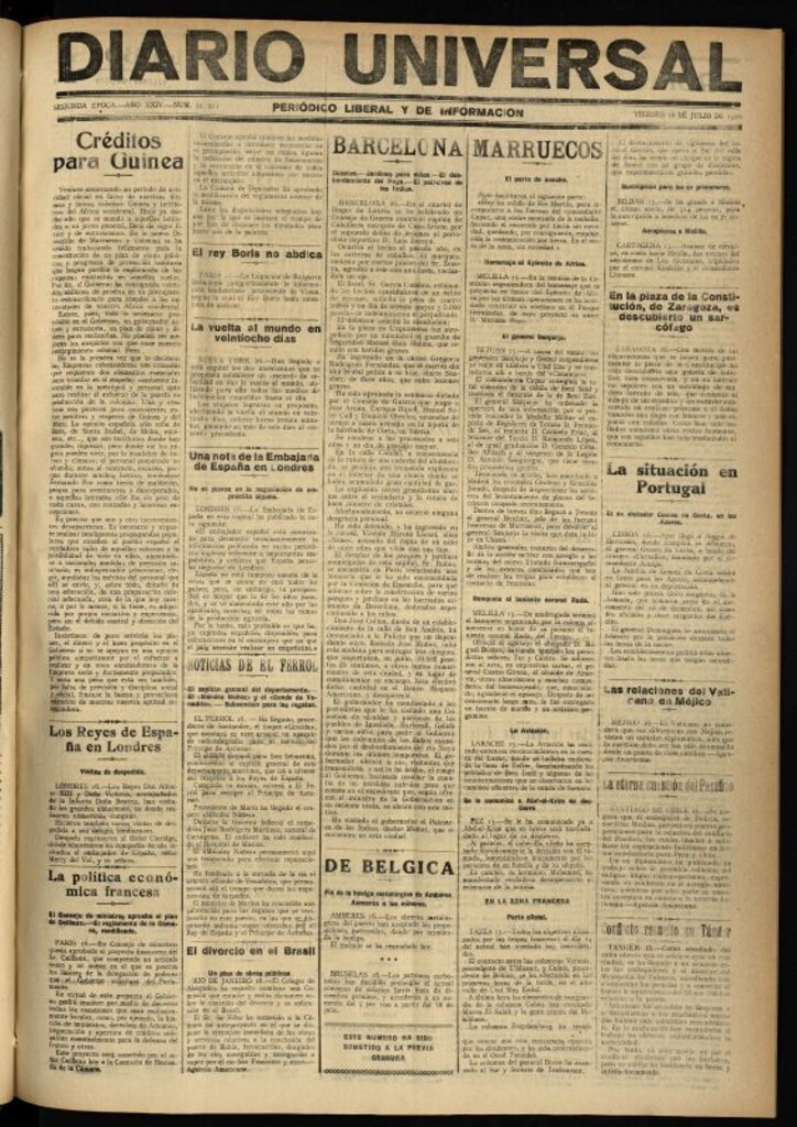 Miniatura de Diario Universal del 16 de julio de 1926