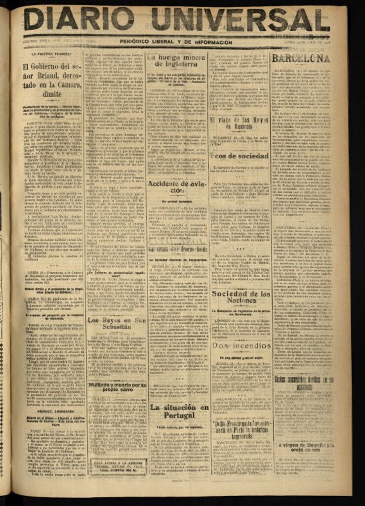 Miniatura de Diario Universal del 19 de julio de 1926