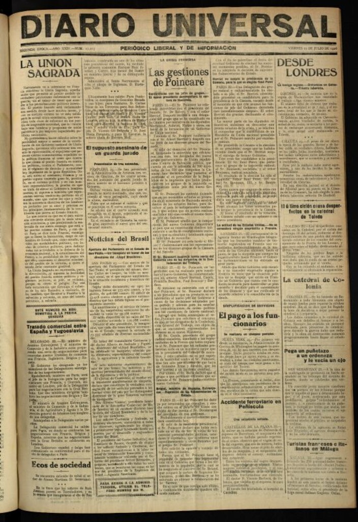 Miniatura de Diario Universal del 23 de julio de 1926