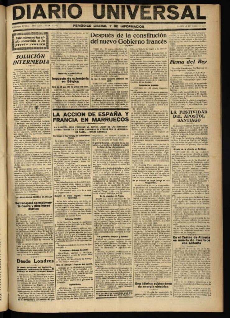 Miniatura de Diario Universal del 26 de julio de 1926