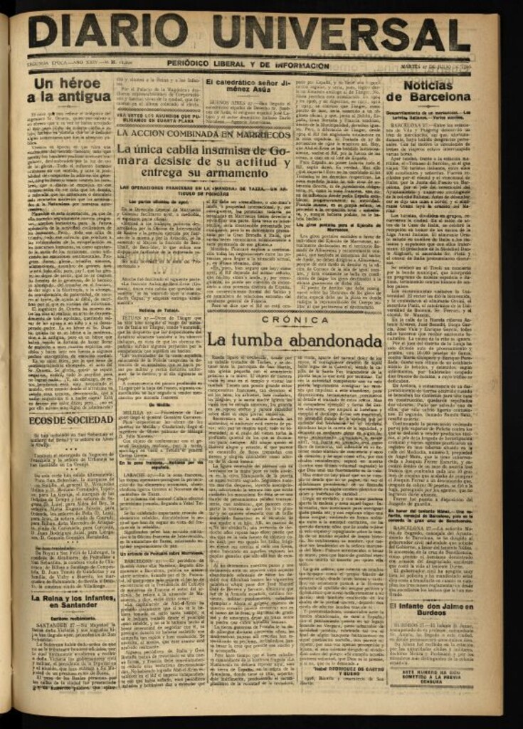 Miniatura de Diario Universal del 27 de julio de 1926