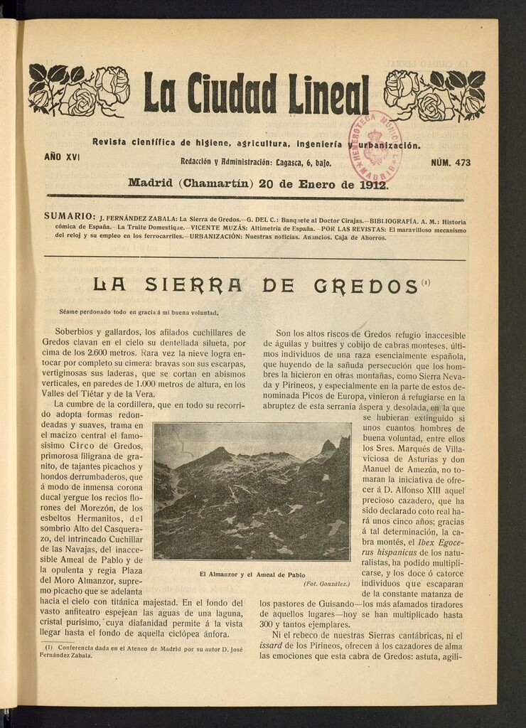 Miniatura de La Ciudad Lineal : órgano oficial de la Compañía Madrileña de Urbanización del 20 de enero de 1912