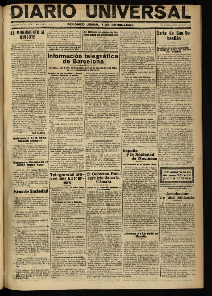 Miniatura de Diario Universal del 28 de julio de 1926