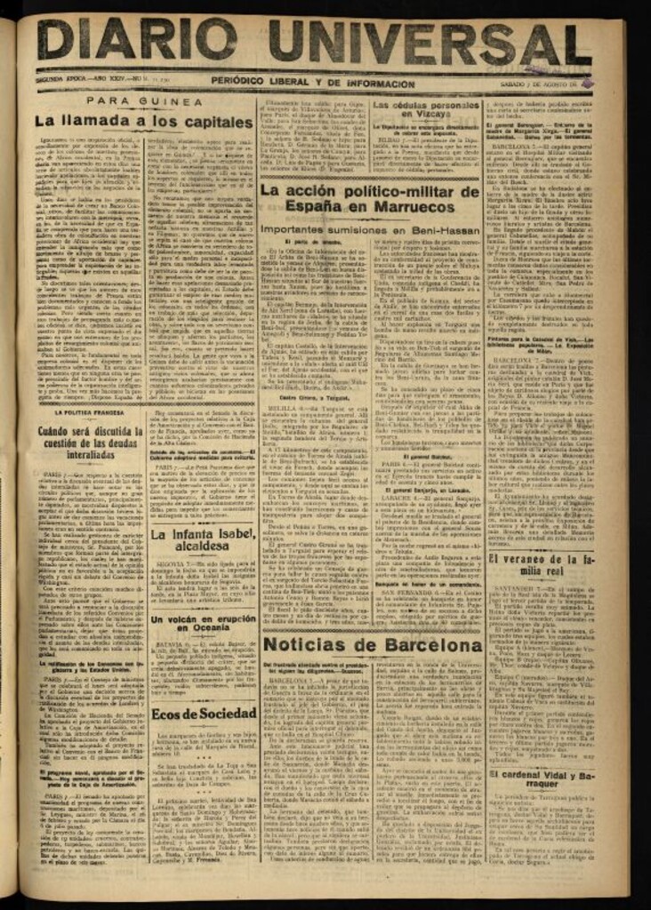 Miniatura de Diario Universal del 7 de agosto de 1926