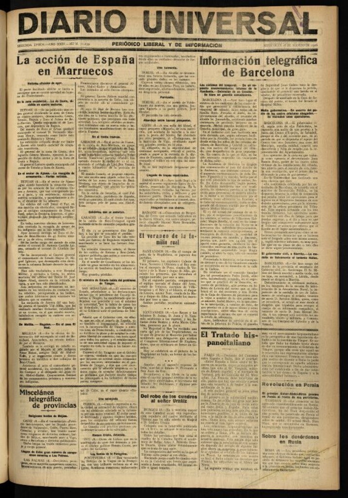 Miniatura de Diario Universal del 18 de agosto de 1926