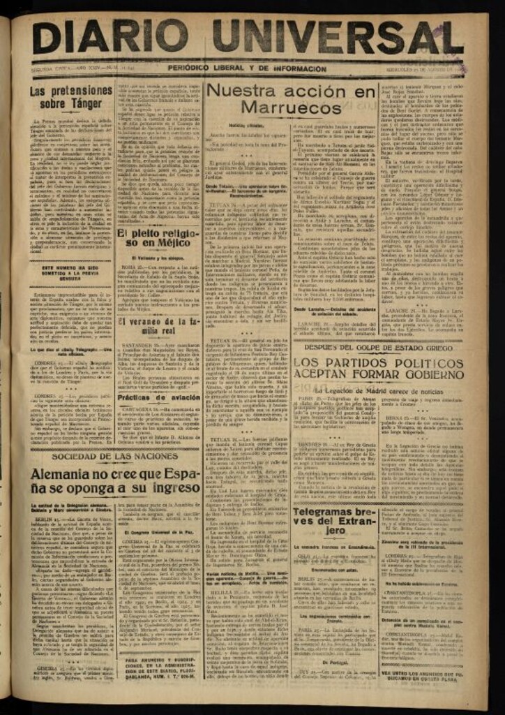 Miniatura de Diario Universal del 25 de agosto de 1926