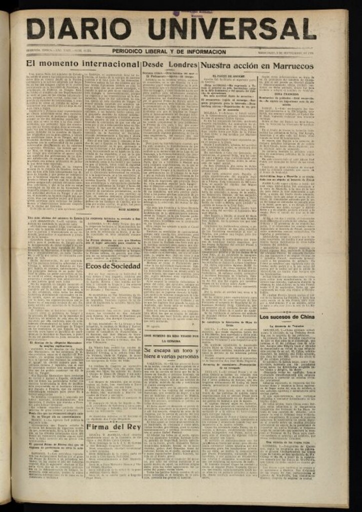 Miniatura de Diario Universal del 1 de septiembre de 1926