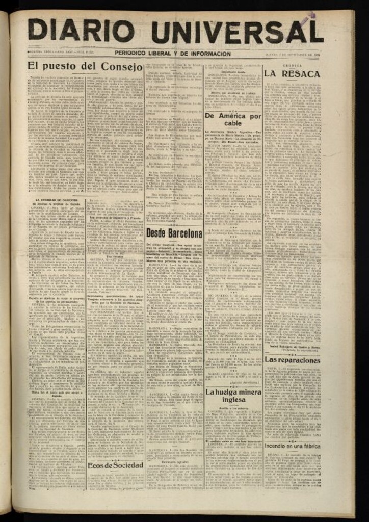 Miniatura de Diario Universal del 2 de septiembre de 1926
