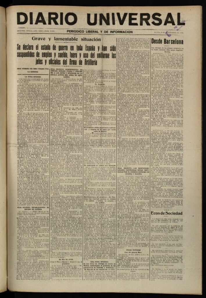 Miniatura de Diario Universal del 6 de septiembre de 1926