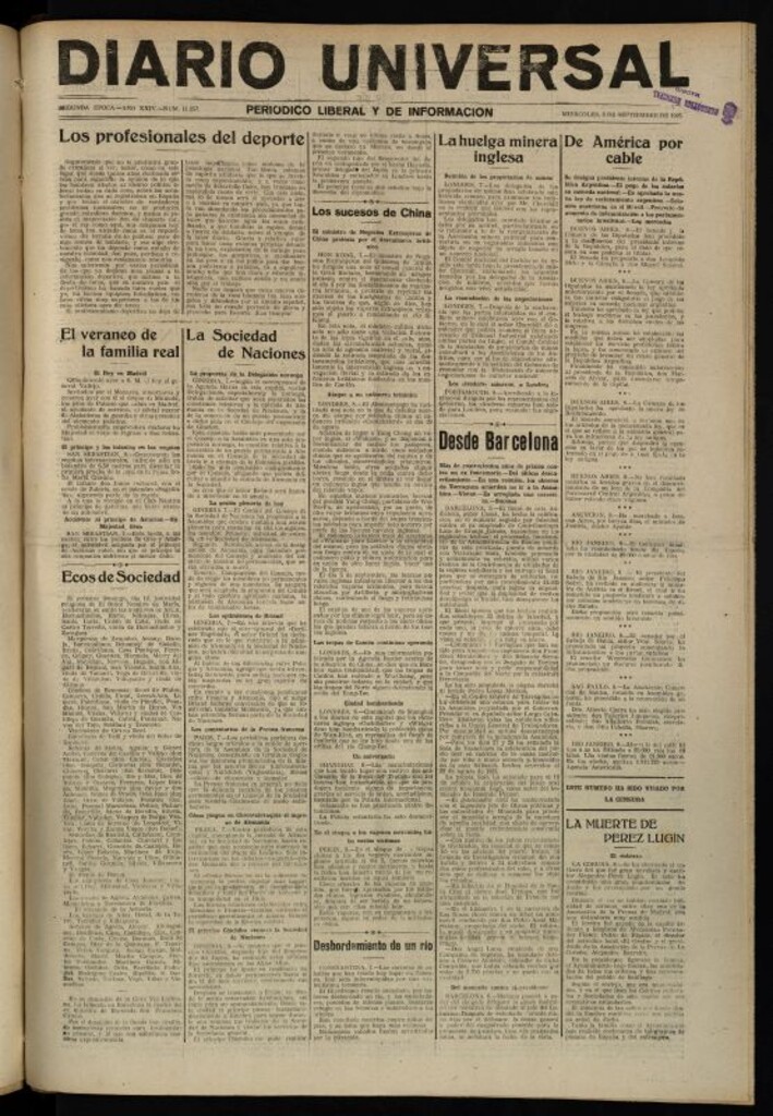 Miniatura de Diario Universal del 8 de septiembre de 1926