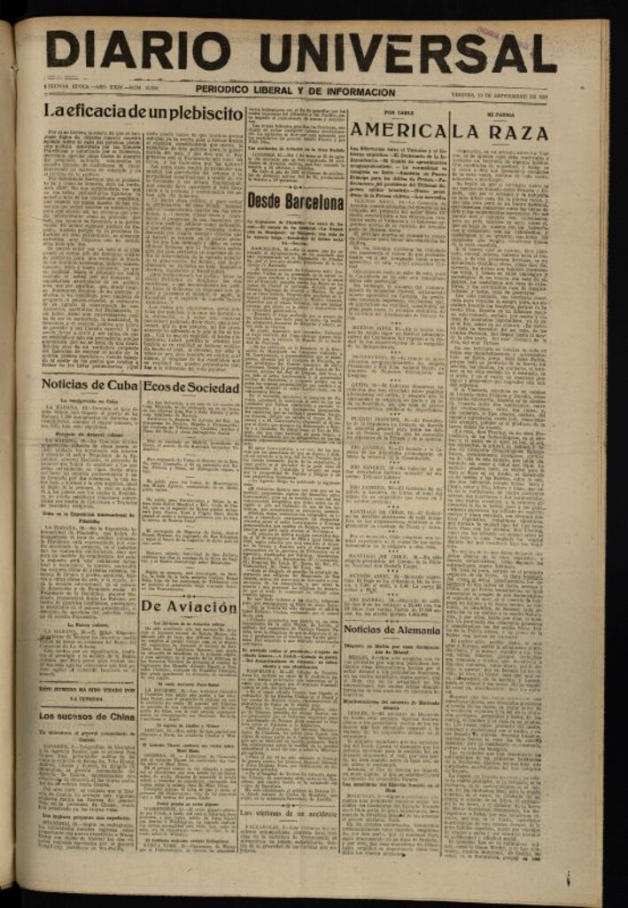 Miniatura de Diario Universal del 10 de septiembre de 1926