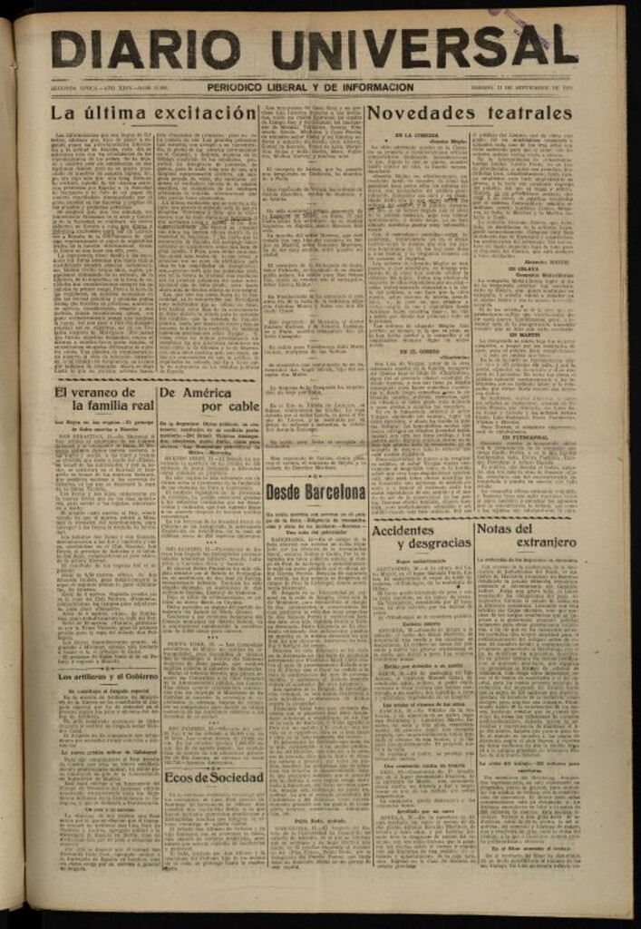 Miniatura de Diario Universal del 11 de septiembre de 1926
