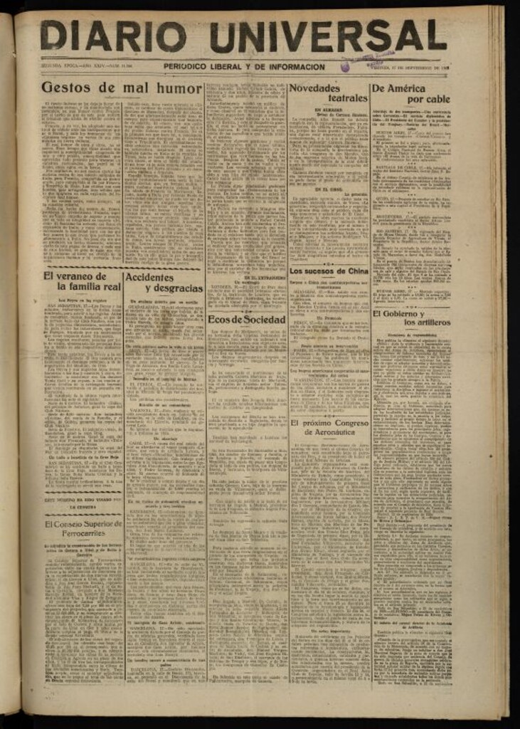 Miniatura de Diario Universal del 17 de septiembre de 1926