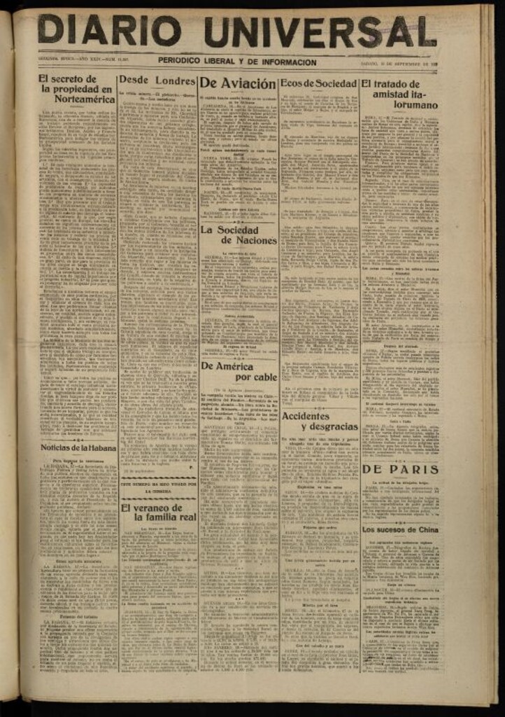 Miniatura de Diario Universal del 18 de septiembre de 1926