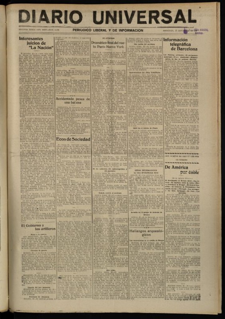 Miniatura de Diario Universal del 22 de septiembre de 1926