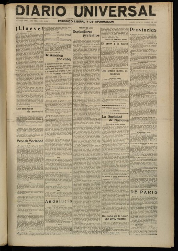 Miniatura de Diario Universal del 25 de septiembre de 1926