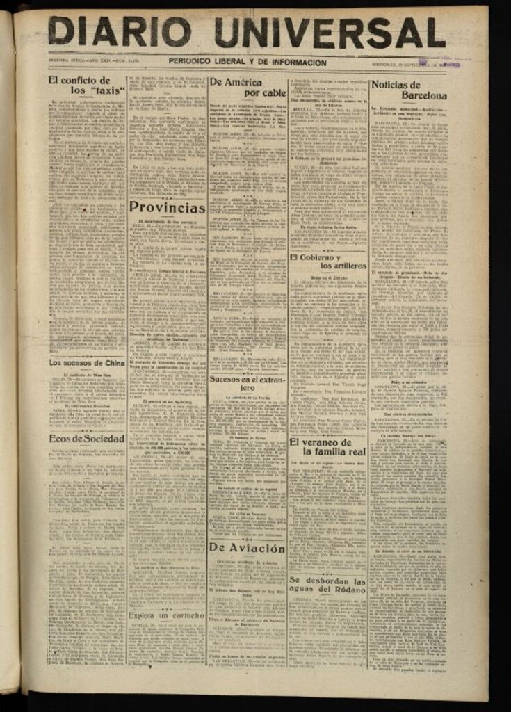 Miniatura de Diario Universal del 29 de septiembre de 1926