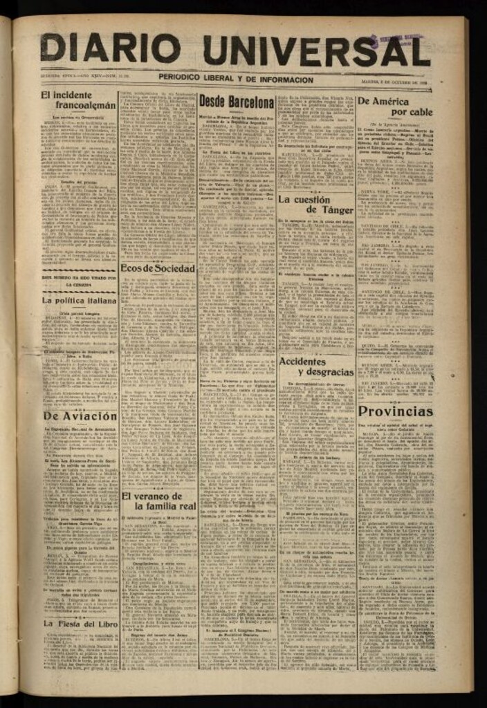 Miniatura de Diario Universal del 5 de octubre de 1926