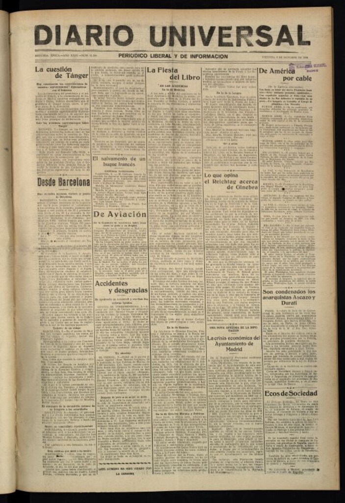 Miniatura de Diario Universal del 8 de octubre de 1926