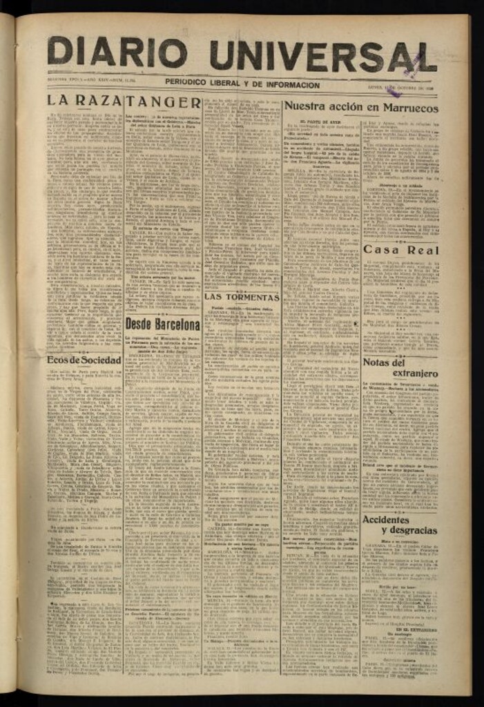 Miniatura de Diario Universal del 11 de octubre de 1926