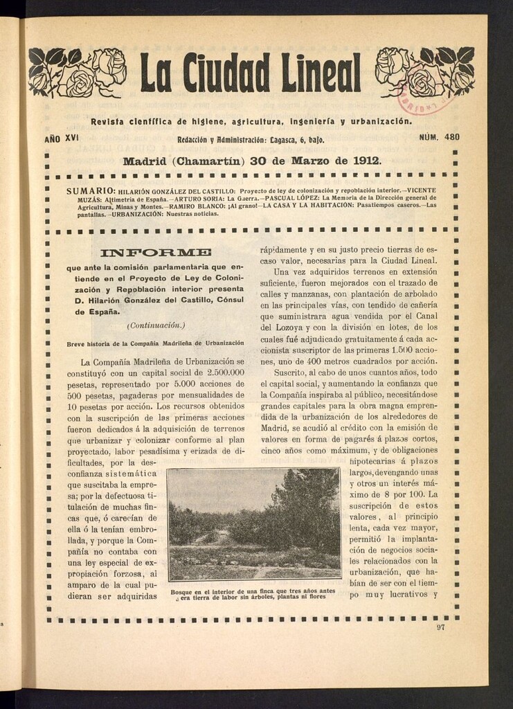 Miniatura de La Ciudad Lineal : órgano oficial de la Compañía Madrileña de Urbanización del 30 de marzo de 1912