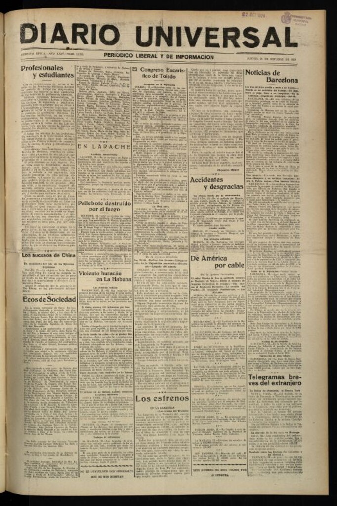 Miniatura de Diario Universal del 21 de octubre de 1926