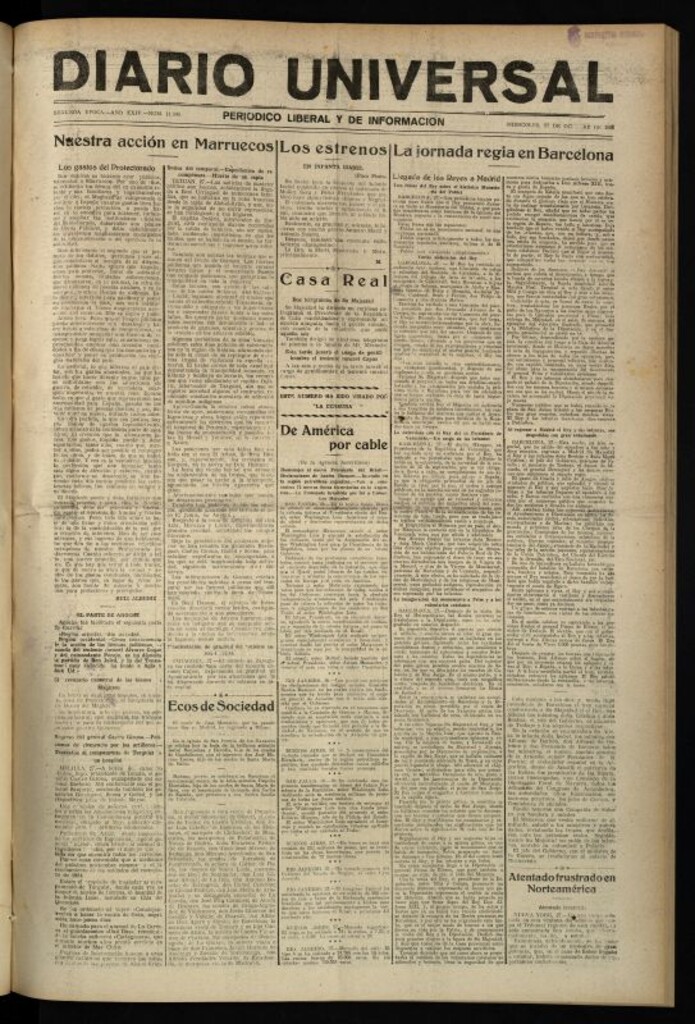 Miniatura de Diario Universal del 27 de octubre de 1926