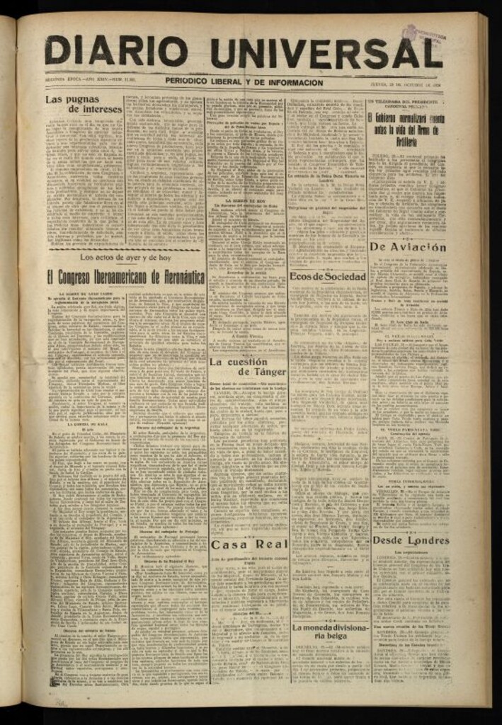 Miniatura de Diario Universal del 28 de octubre de 1926