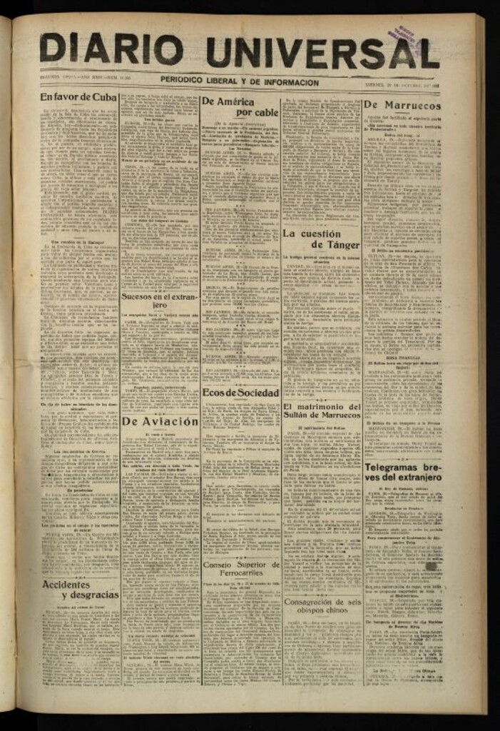 Miniatura de Diario Universal del 29 de octubre de 1926
