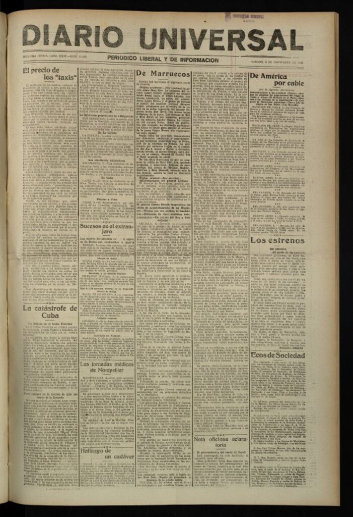 Miniatura de Diario Universal del 6 de noviembre de 1926