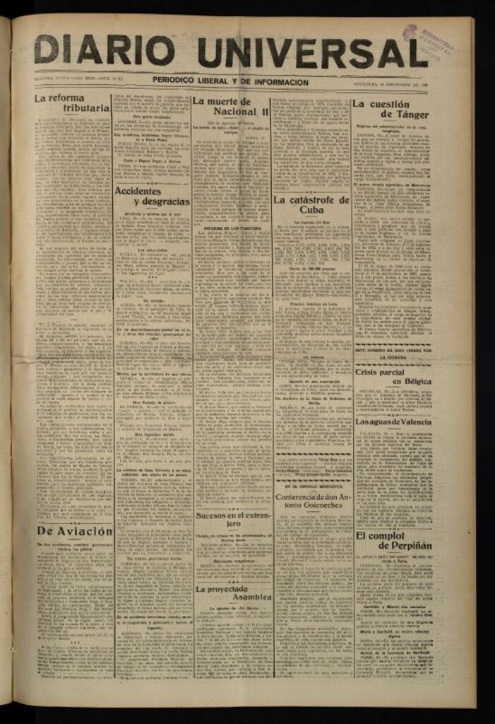 Miniatura de Diario Universal del 10 de noviembre de 1926