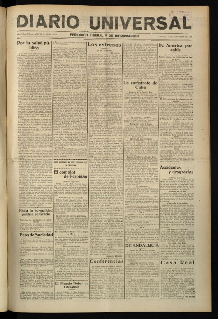 Miniatura de Diario Universal del 12 de noviembre de 1926