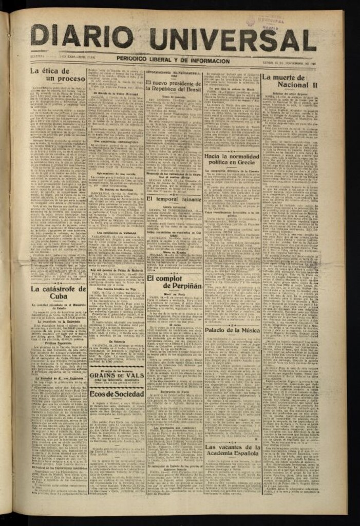 Miniatura de Diario Universal del 15 de noviembre de 1926