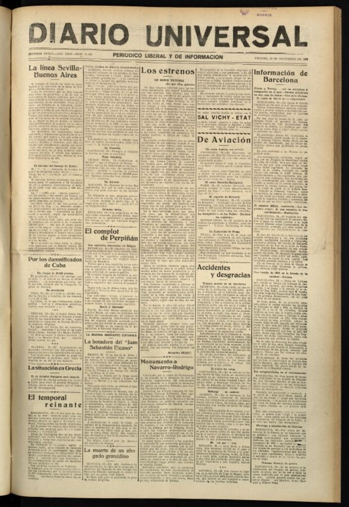 Miniatura de Diario Universal del 19 de noviembre de 1926