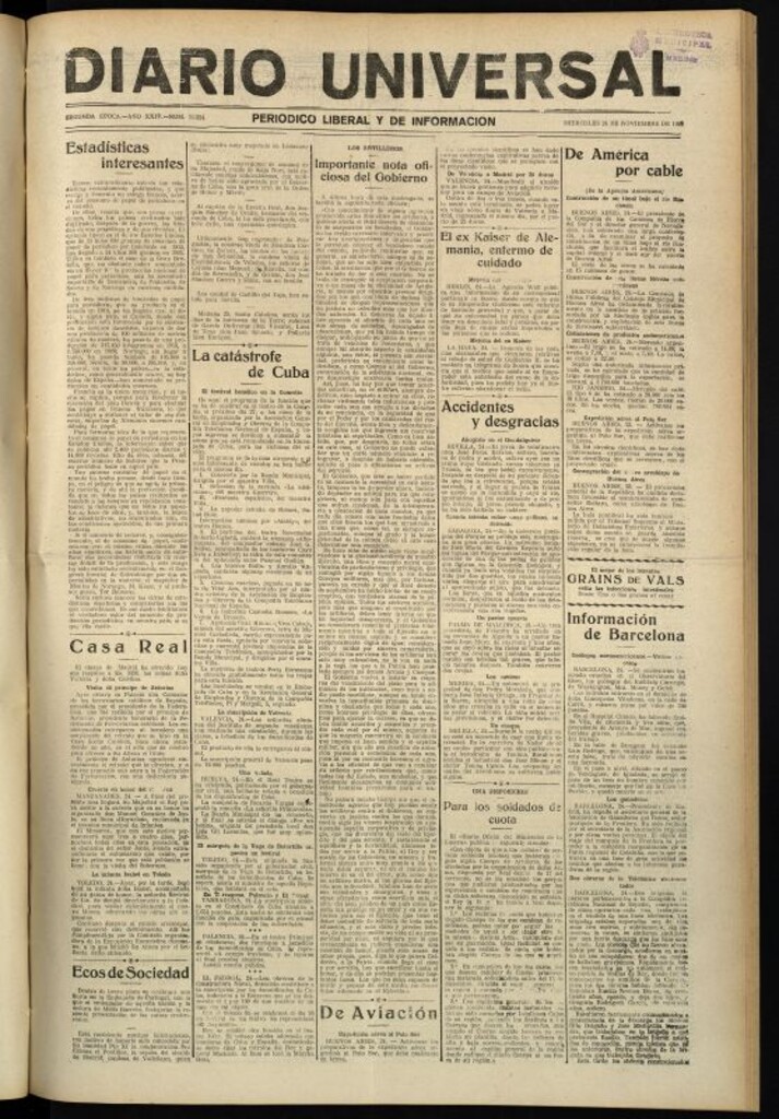 Miniatura de Diario Universal del 24 de noviembre de 1926