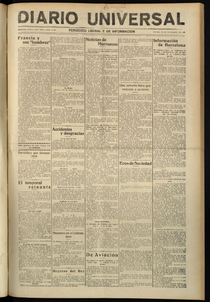 Miniatura de Diario Universal del 25 de noviembre de 1926