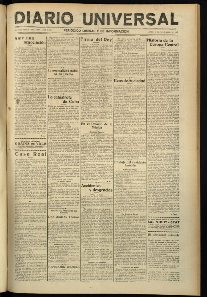 Miniatura de Diario Universal del 29 de noviembre de 1926