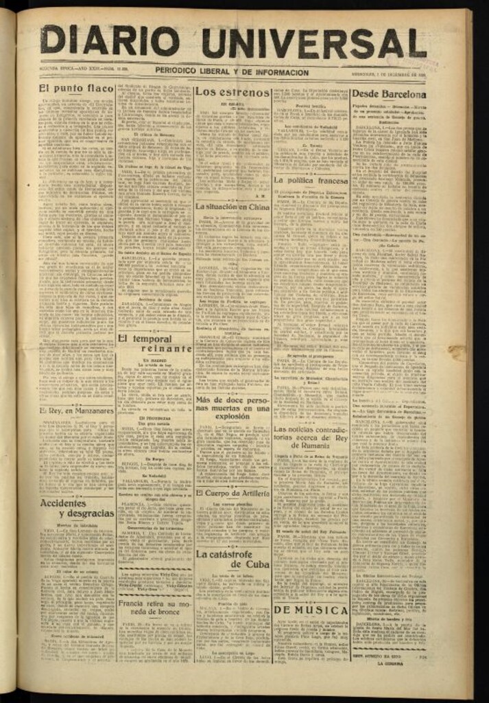 Miniatura de Diario Universal del 1 de diciembre de 1926