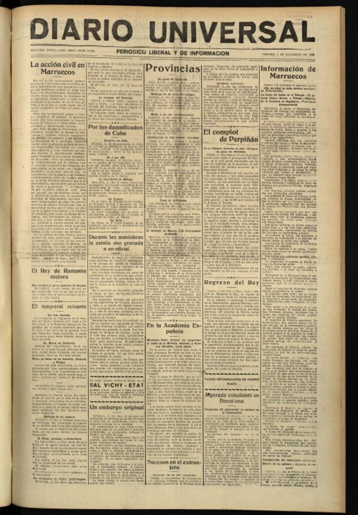 Miniatura de Diario Universal del 3 de diciembre de 1926