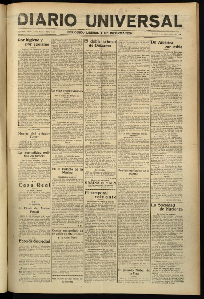 Miniatura de Diario Universal del 6 de diciembre de 1926